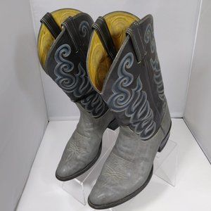 Tony Lama Exotic Gray Leather Cowboy Boots